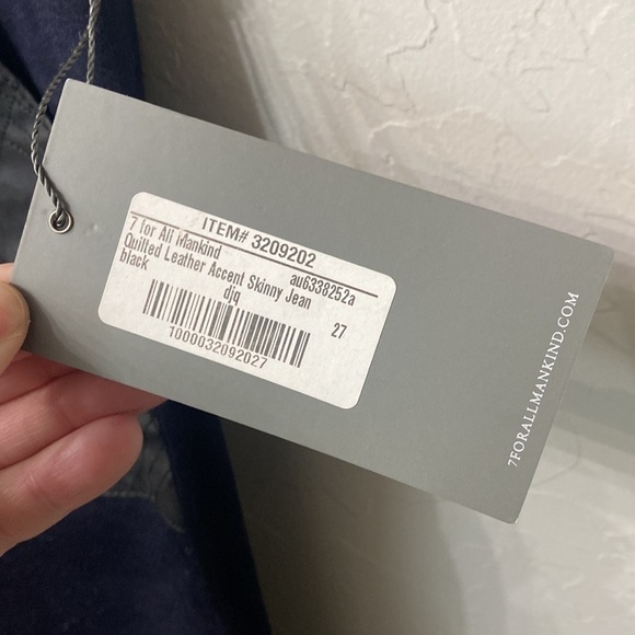 7 for all mankind quilted leather Accent skinny jeans black size 27. NWT. - Picture 9 of 13